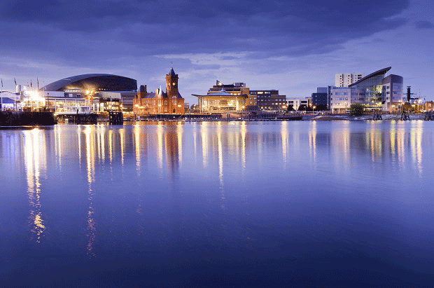 Cardiff University City skyline