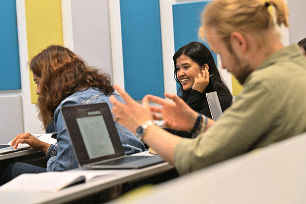 Cardiff University students sitting