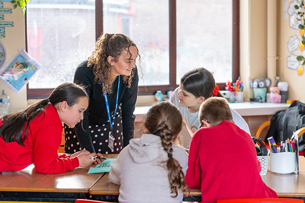 Edge Hill Student Teacher in a classroom. 