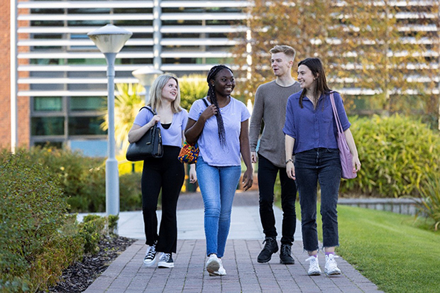 International and UK students on Edge Hill campus
