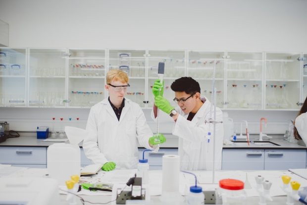 Oxford Brookes University students with chemicals