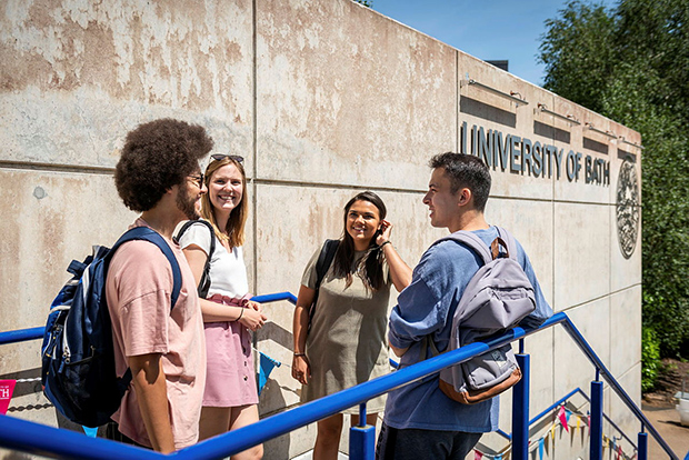 International students on the University of Bath campus